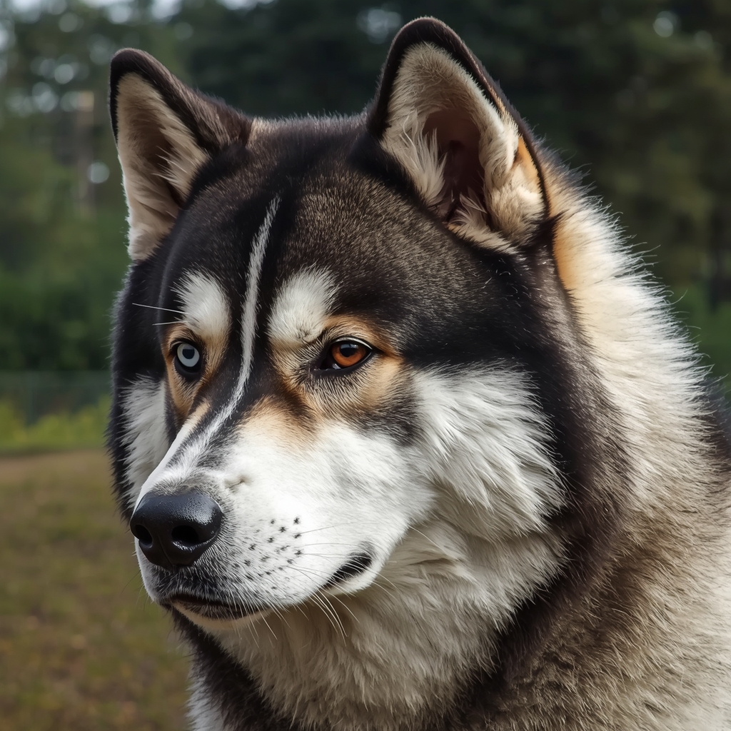Glava alaskog malamuta sa tipičnom maskom