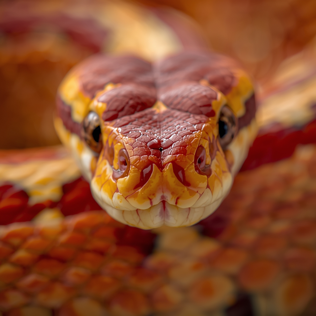 Kukuruzni smuk sa tipičnim crvenim i crnim šarama